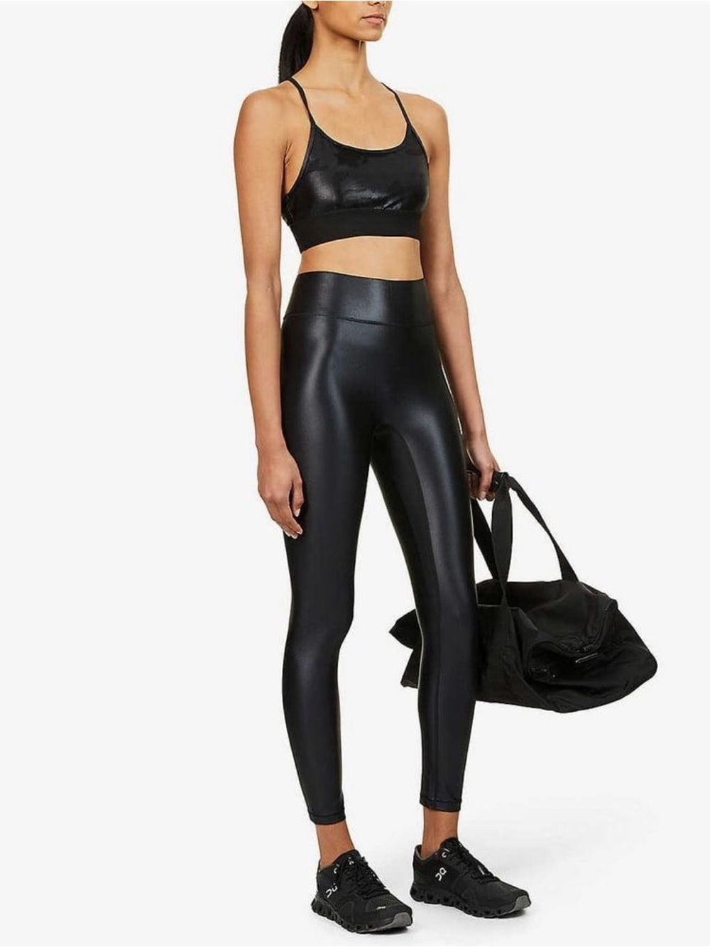 NWT Bandier All Access Black Shine Leggings + Chorus Bra Set S/M